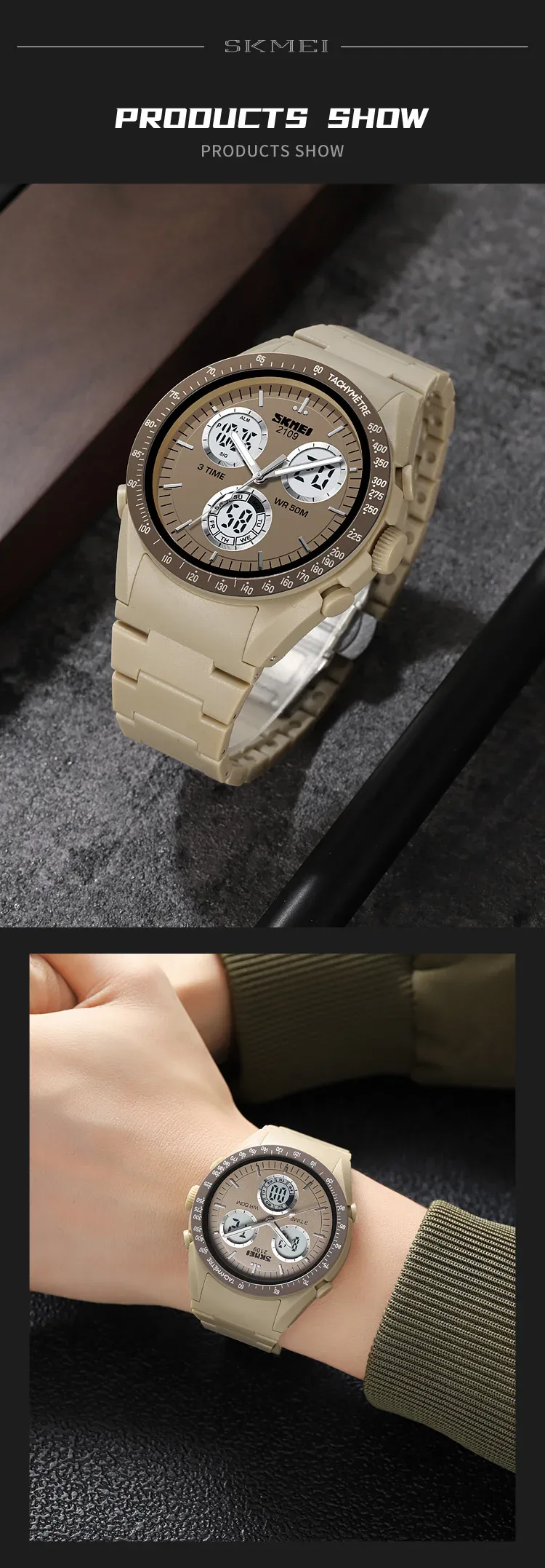 SKMEI 2109 Sport Watches Mens Multifunctional Time Military Camouflage Countdown Digital Men Wristwatch Waterproof Chrono Clock