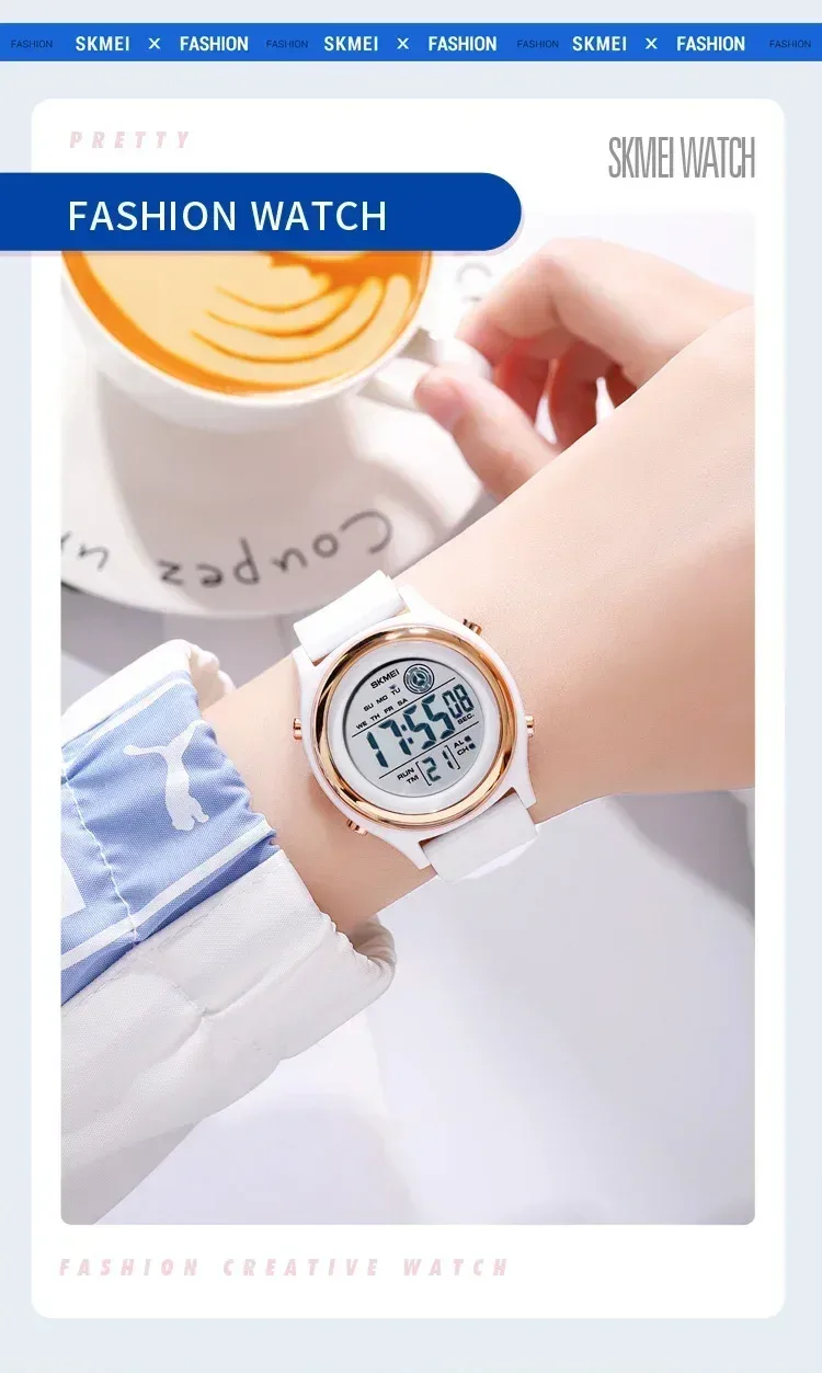 SKMEI 2094 Luxury Digital Womens Wristwatches Stopwatch Lady Back Light Waterproof Shockproof Countdown Watches for Women 1721