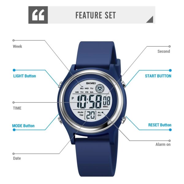 SKMEI 2094 Luxury Digital Womens Wristwatch Stopwatch Lady Back Light Waterproof - Image 5