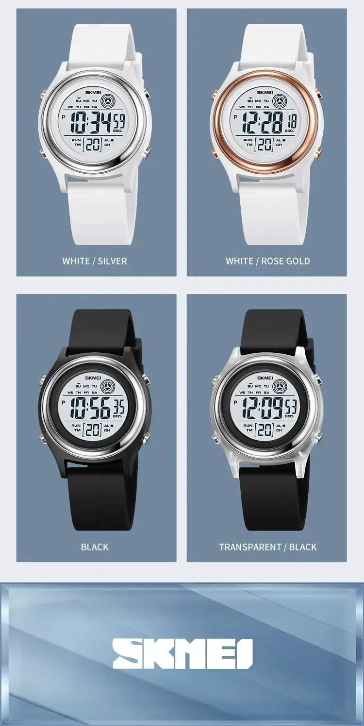 SKMEI 2094 Luxury Digital Womens Wristwatches Stopwatch Lady Back Light Waterproof Shockproof Countdown Watches for Women 1721