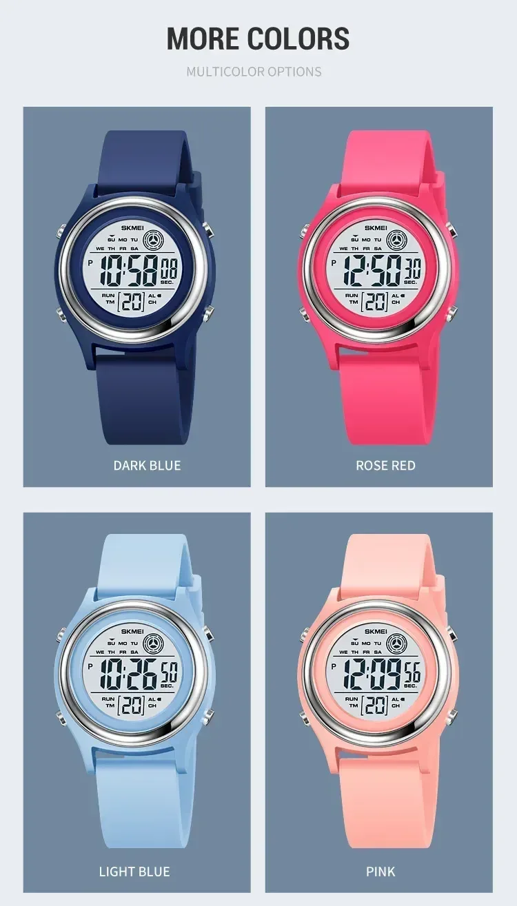 SKMEI 2094 Luxury Digital Womens Wristwatches Stopwatch Lady Back Light Waterproof Shockproof Countdown Watches for Women 1721