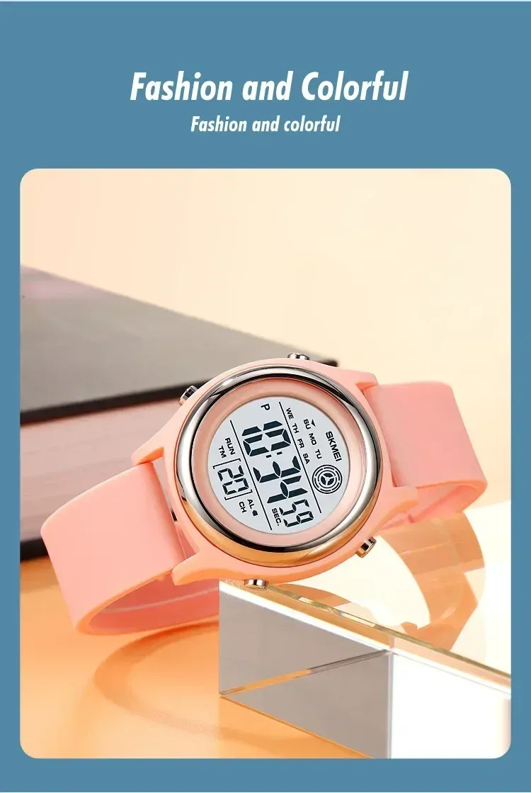 SKMEI 2094 Luxury Digital Womens Wristwatches Stopwatch Lady Back Light Waterproof Shockproof Countdown Watches for Women 1721