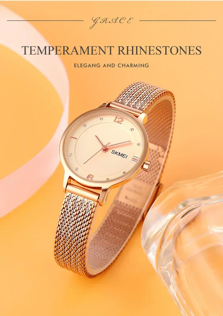 SKMEI Luxury Japan Quartz Movement Sports Wristwatches Ladies Waterproof Steel Bracelet Watch Women Girl 1874 Relogio Feminino