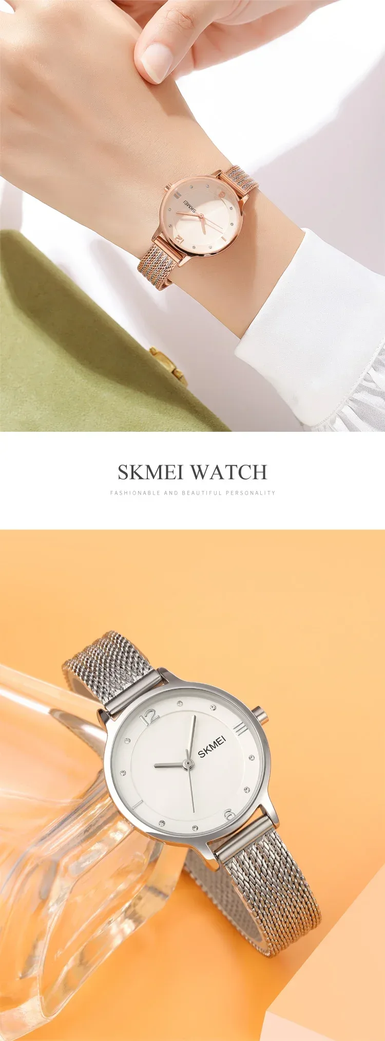 SKMEI Luxury Japan Quartz Movement Sports Wristwatches Ladies Waterproof Steel Bracelet Watch Women Girl 1874 Relogio Feminino