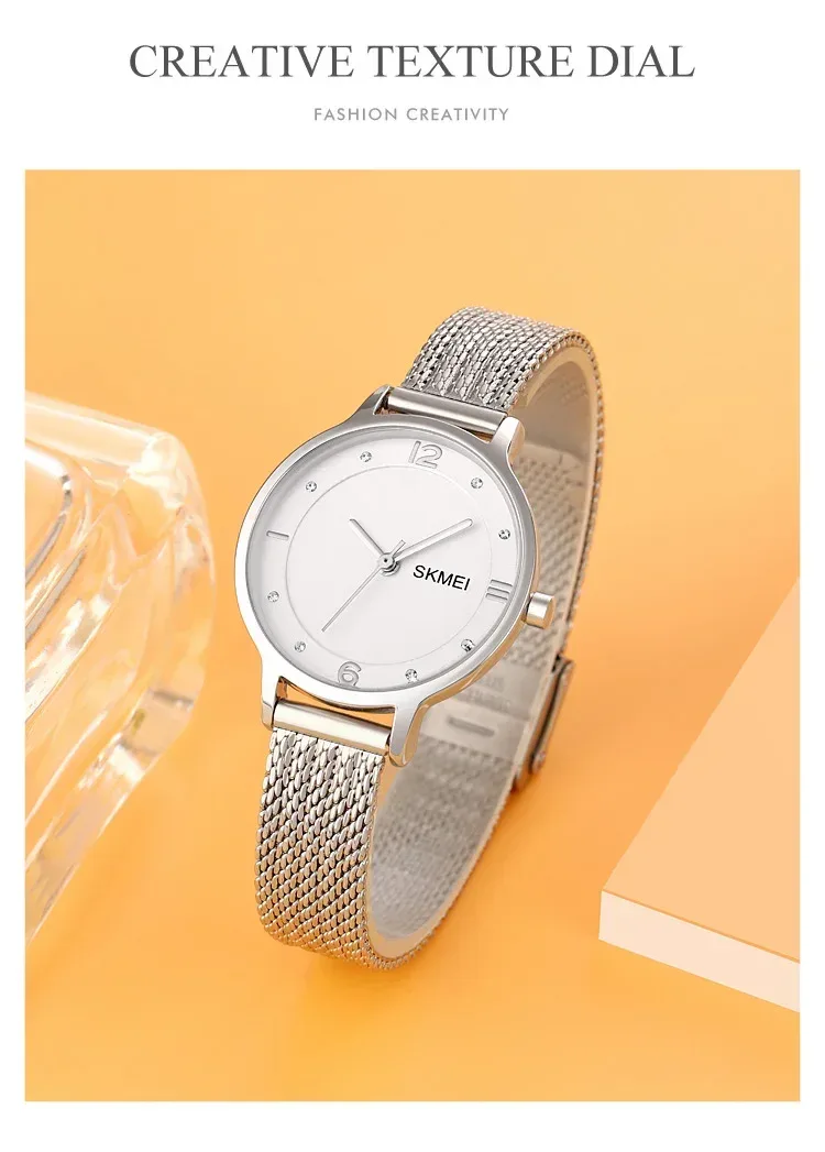 SKMEI Luxury Japan Quartz Movement Sports Wristwatches Ladies Waterproof Steel Bracelet Watch Women Girl 1874 Relogio Feminino