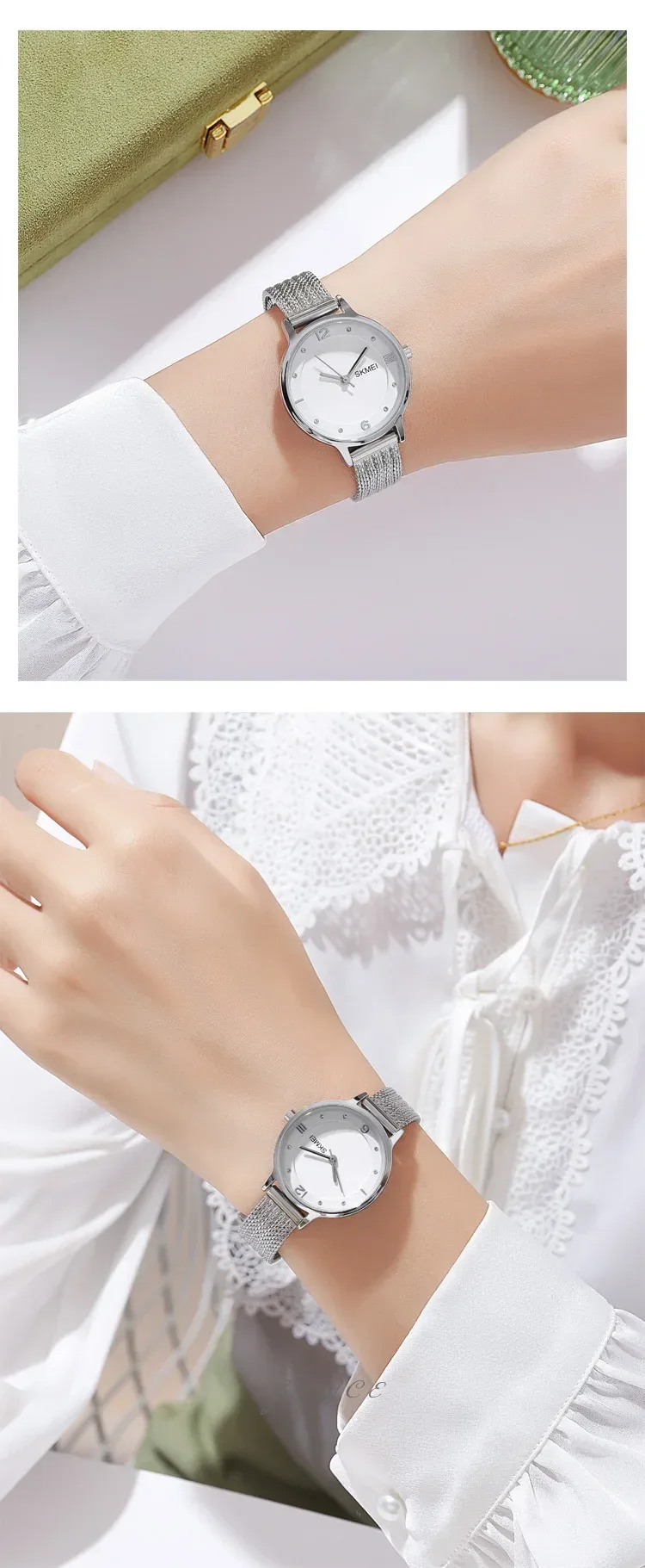SKMEI Luxury Japan Quartz Movement Sports Wristwatches Ladies Waterproof Steel Bracelet Watch Women Girl 1874 Relogio Feminino
