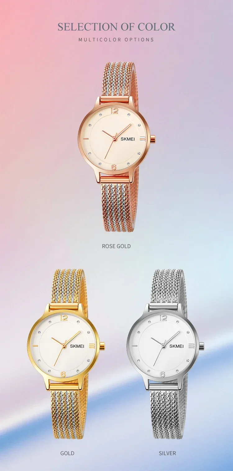 SKMEI Luxury Japan Quartz Movement Sports Wristwatches Ladies Waterproof Steel Bracelet Watch Women Girl 1874 Relogio Feminino
