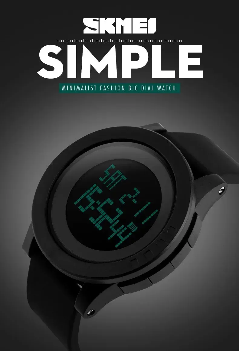 SKMEI Luxury Sports Wristwatch Mens Silicone Waterproof LED Display Military Digital Watch for Men Clock Relogio Masculino 1142