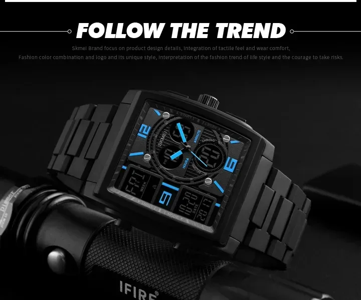 SKMEI Luxury Digital Watch for Men Countdown Date Sports Waterproof Electronic Wristwatches Mens Clock Relogio Masculino 1274