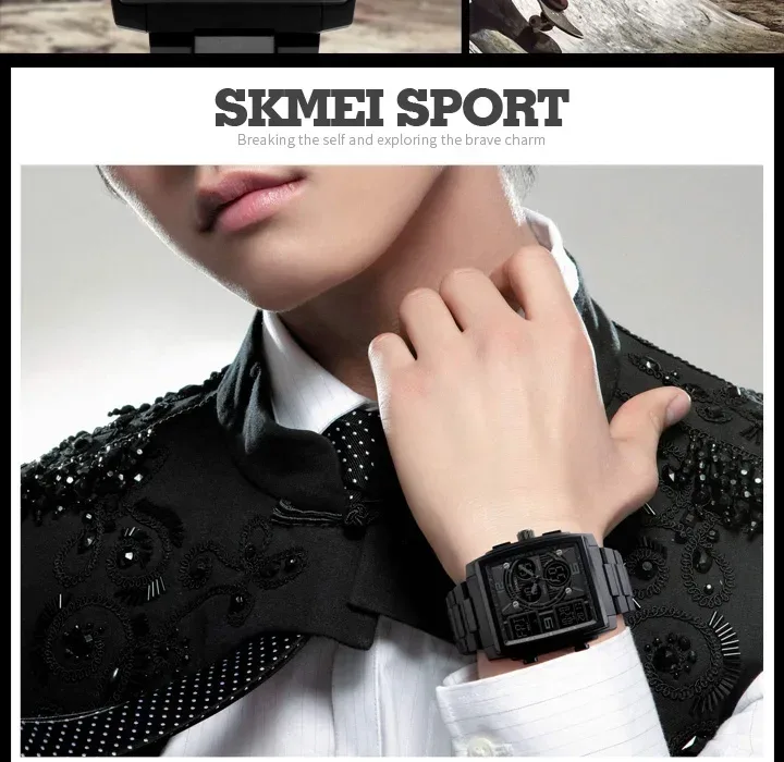 SKMEI Luxury Digital Watch for Men Countdown Date Sports Waterproof Electronic Wristwatches Mens Clock Relogio Masculino 1274