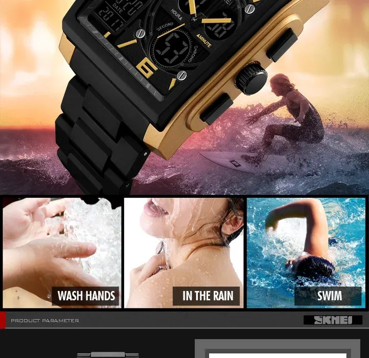 SKMEI Luxury Digital Watch for Men Countdown Date Sports Waterproof Electronic Wristwatches Mens Clock Relogio Masculino 1274