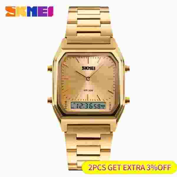 SKMEI 1220 Digital Quartz Watch for Men Sports Chronograph Waterproof Stainless Steel - Image 2