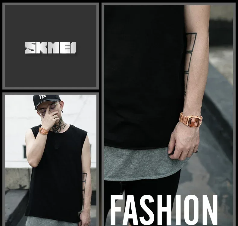 SKMEI Digital Quartz Watch for Men Sports Chronograph Waterproof Stainless Steel Shockproof Mens Wristwatches 1220 Reloj Hombre