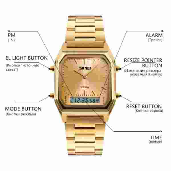 SKMEI 1220 Digital Quartz Watch for Men Sports Chronograph Waterproof Stainless Steel - Image 5