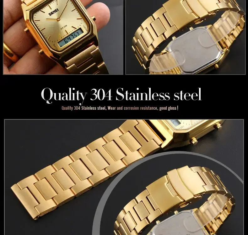 SKMEI Digital Quartz Watch for Men Sports Chronograph Waterproof Stainless Steel Shockproof Mens Wristwatches 1220 Reloj Hombre
