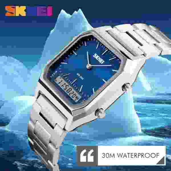 SKMEI 1220 Digital Quartz Watch for Men Sports Chronograph Waterproof Stainless Steel - Image 4