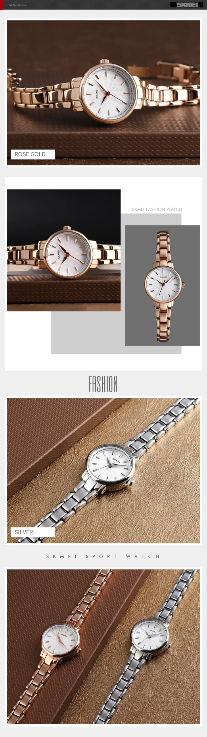 SKMEI Elegant Quartz Watch for Women Luxury Versatile Gold Ladies Shockproof Sports Waterproof Woman Wristwatches Girl Gift 1410