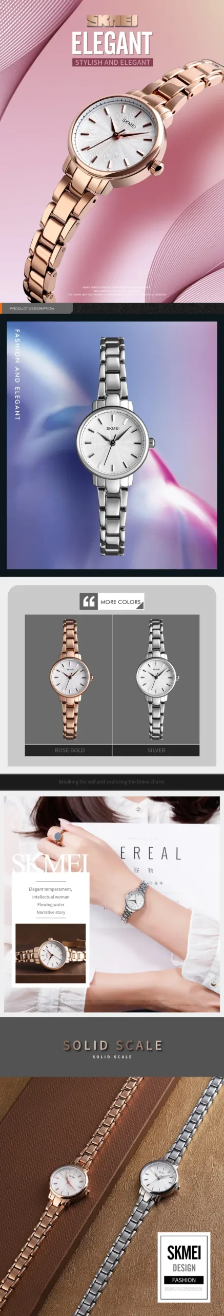 SKMEI Elegant Quartz Watch for Women Luxury Versatile Gold Ladies Shockproof Sports Waterproof Woman Wristwatches Girl Gift 1410