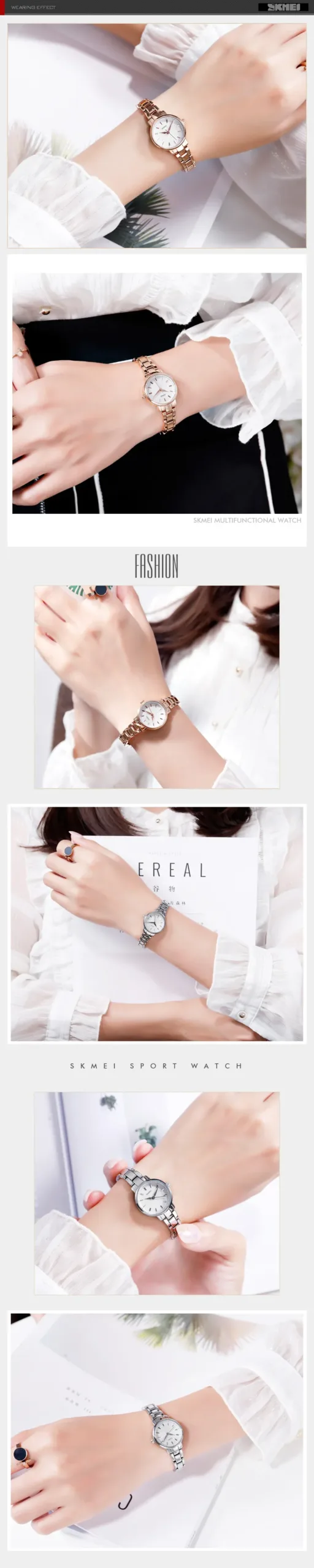 SKMEI Elegant Quartz Watch for Women Luxury Versatile Gold Ladies Shockproof Sports Waterproof Woman Wristwatches Girl Gift 1410