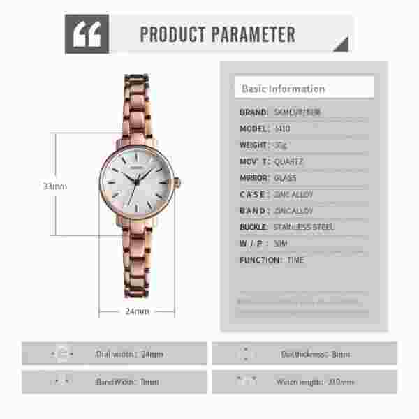 SKMEI 1410 Elegant Quartz Watch for Women Luxury Versatile Gold Ladies - Image 6