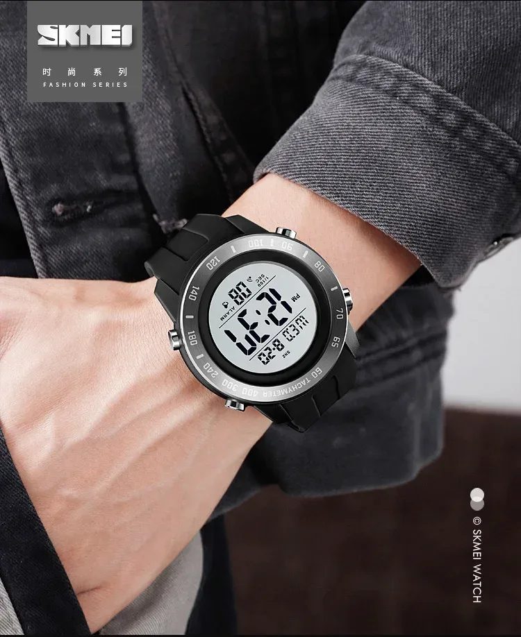 SKMEI Large Dial Sports Watch for Men Time LED Waterproof Countdown Electronic Digital Wristwatches Mens 1524 Reloj Para Hombre