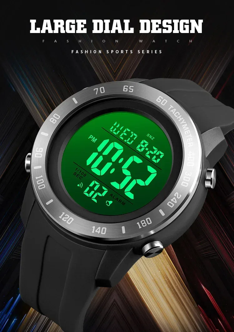 SKMEI Large Dial Sports Watch for Men Time LED Waterproof Countdown Electronic Digital Wristwatches Mens 1524 Reloj Para Hombre