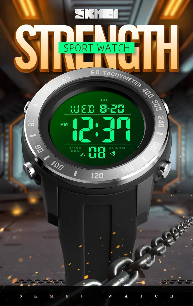 SKMEI Large Dial Sports Watch for Men Time LED Waterproof Countdown Electronic Digital Wristwatches Mens 1524 Reloj Para Hombre