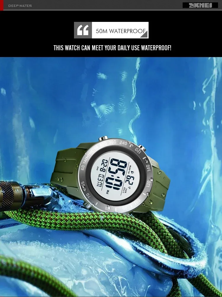 SKMEI Large Dial Sports Watch for Men Time LED Waterproof Countdown Electronic Digital Wristwatches Mens 1524 Reloj Para Hombre