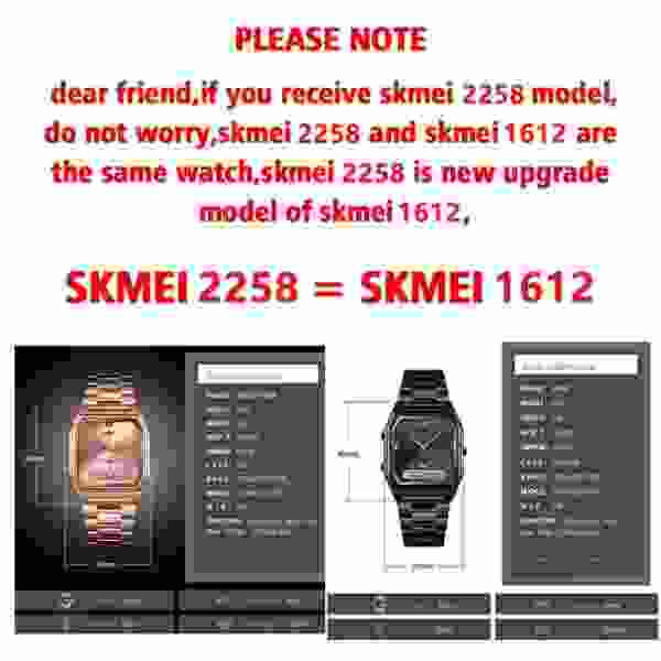 SKMEI 2258 Luxury Quartz Watch for Woman Square Steel Waterproof Double Time Sport - Image 4