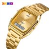 SKMEI 2258 Luxury Quartz Watch for Woman Square Steel Waterproof Double Time Sport