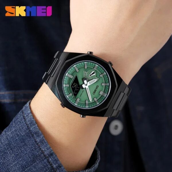 SKMEI 1816 Luxury Quartz Watch for Men Sport Stainless Steel Digital LED - Image 3