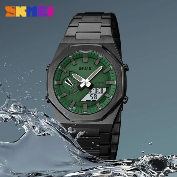 SKMEI 1816 Luxury Quartz Watch for Men Sport Stainless Steel Digital LED - Image 5