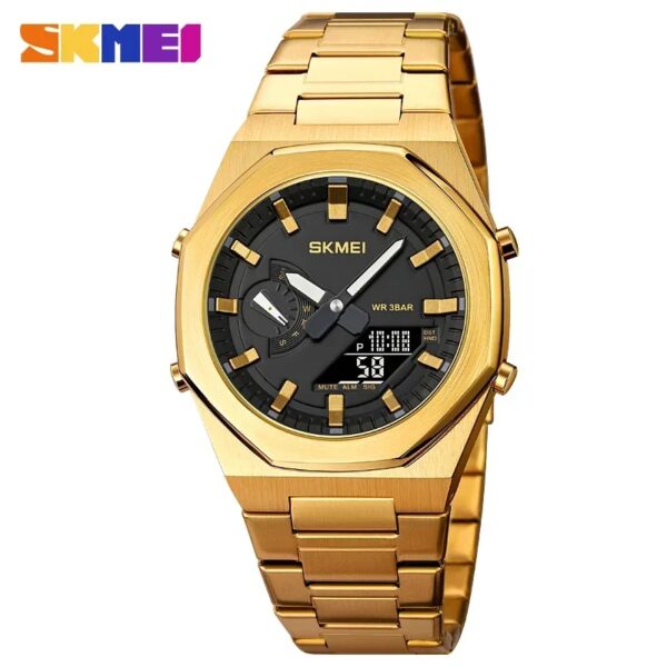 SKMEI 1816 Luxury Quartz Watch for Men Sport Stainless Steel Digital LED - Image 2