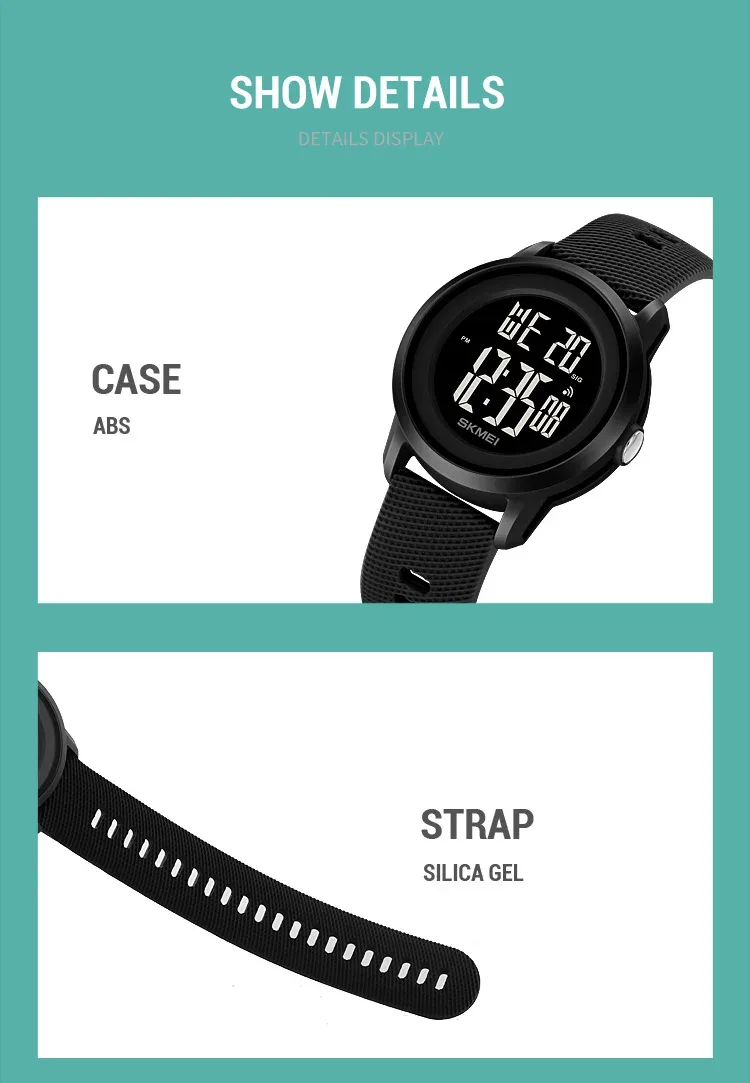 SKMEI Youth Cool Digital Countdown Sport Watches For Men Women Student 5Bar Waterproof Stopwatch Wristwatch Clock reloj hombre