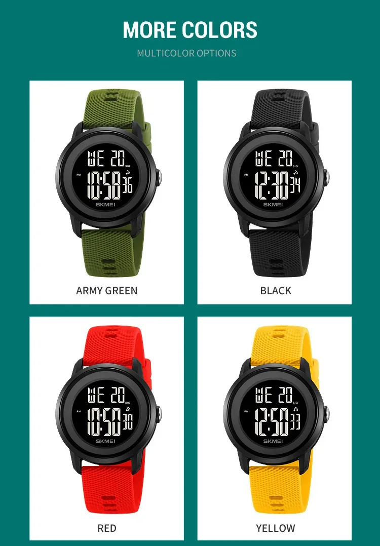 SKMEI Youth Cool Digital Countdown Sport Watches For Men Women Student 5Bar Waterproof Stopwatch Wristwatch Clock reloj hombre