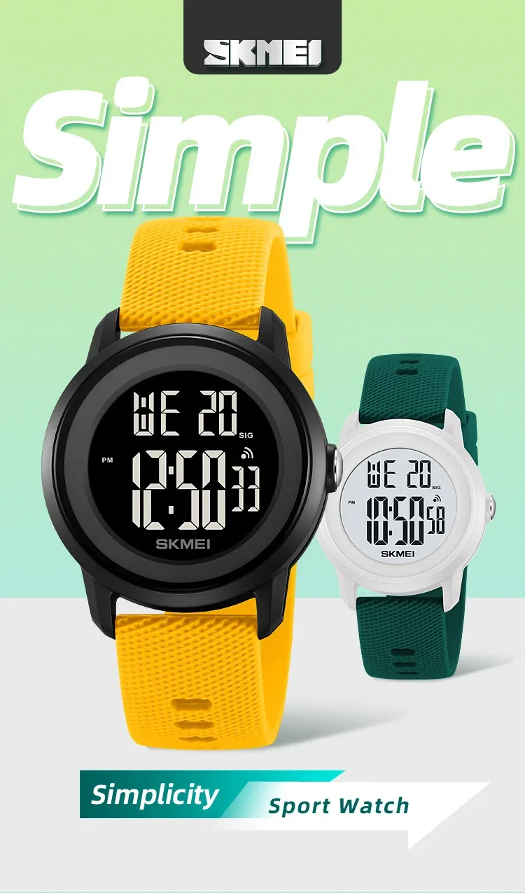 SKMEI Youth Cool Digital Countdown Sport Watches For Men Women Student 5Bar Waterproof Stopwatch Wristwatch Clock reloj hombre