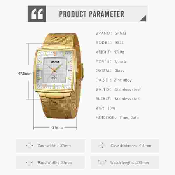 Skmei 9311 Classic Quartz Watch for Men with Date Display (10M Water Resistant) - Image 6