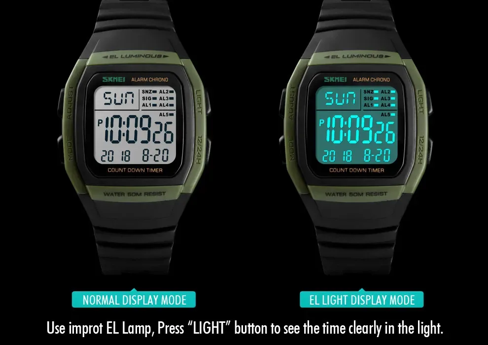 SKMEI Chrono Countdown Men Wristwatch Digital Dual Time Sport Mens Watches Casual Outdoor Male Clock Luminous montre homme