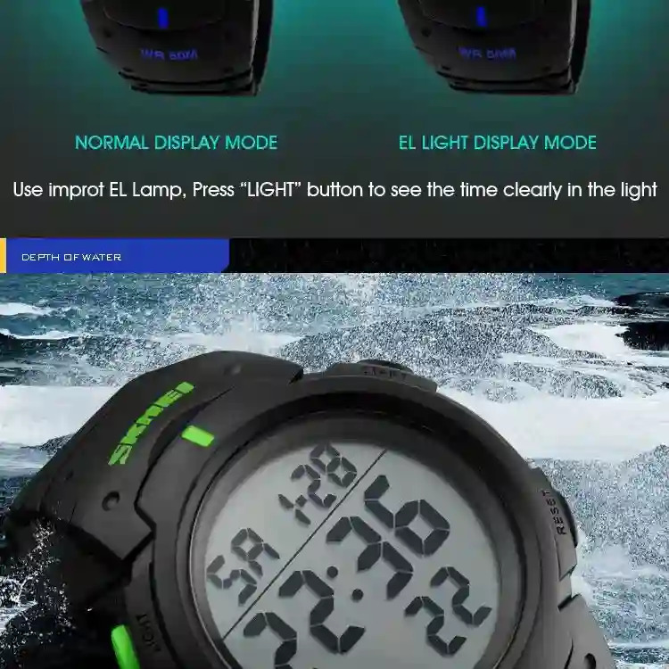 SKMEI Big Dial Fashion Simple Watches Outdoor Sport Watch Men Calendar PU Strap 5Bar Waterproof Digital Watch reloj hombre