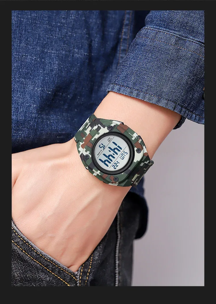 SKMEI Fashion Casual Stopwatch Date Week 5Bar Waterproof Wristwatch LED Light Countdown Digital Mens Sport Watches Alarm Clock
