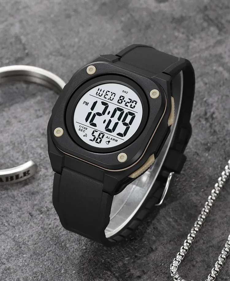 SKMEI Fashion Casual Stopwatch Date Week 5Bar Waterproof Wristwatch LED Light Countdown Digital Mens Sport Watches Alarm Clock