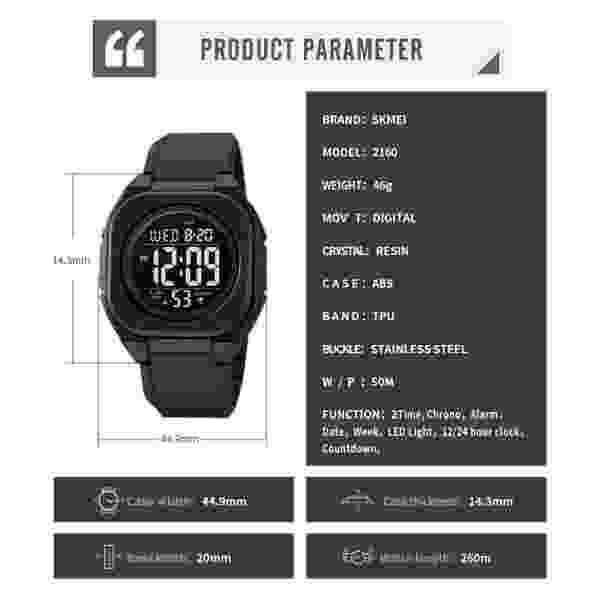 Skmei 2160 Digital Multifunction Sports Watch for Men (50M Waterproof) - Image 6