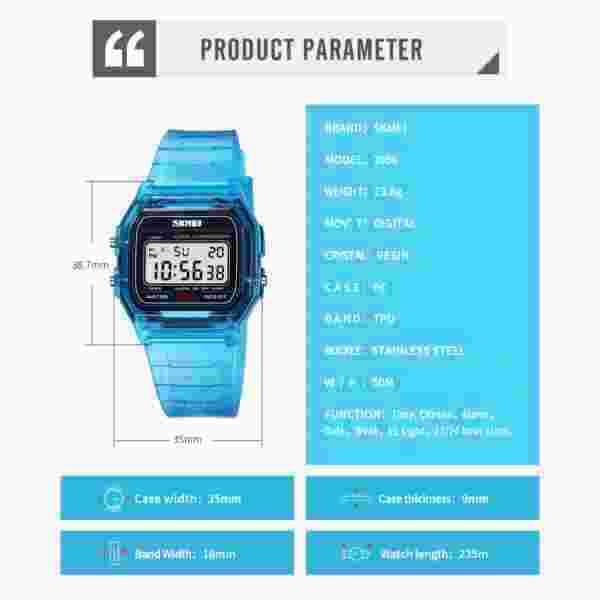 Skmei Transparent Digital Sport Watch for Men and Women with Alarm and Backlight (Model 2056) - Image 6