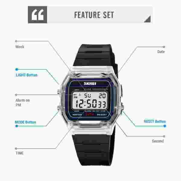 Skmei Transparent Digital Sport Watch for Men and Women with Alarm and Backlight (Model 2056) - Image 5