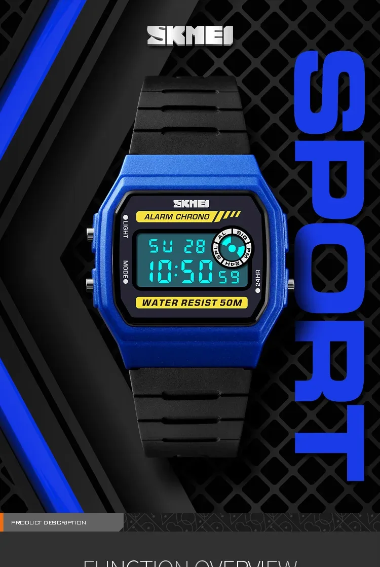 SKMEI Digital Simple Girls Watches Waterproof PU Strap Alarm Clock Women Fashion Sport Watch Wristwatch Alarm Relogio Feminino