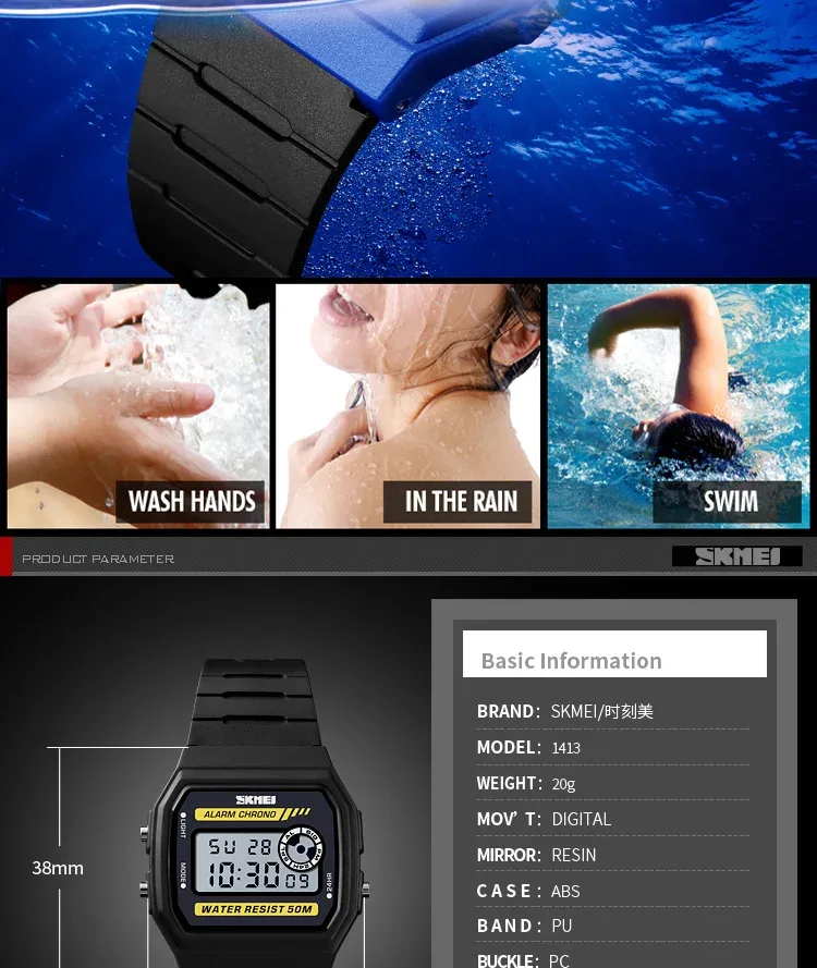 SKMEI Digital Simple Girls Watches Waterproof PU Strap Alarm Clock Women Fashion Sport Watch Wristwatch Alarm Relogio Feminino