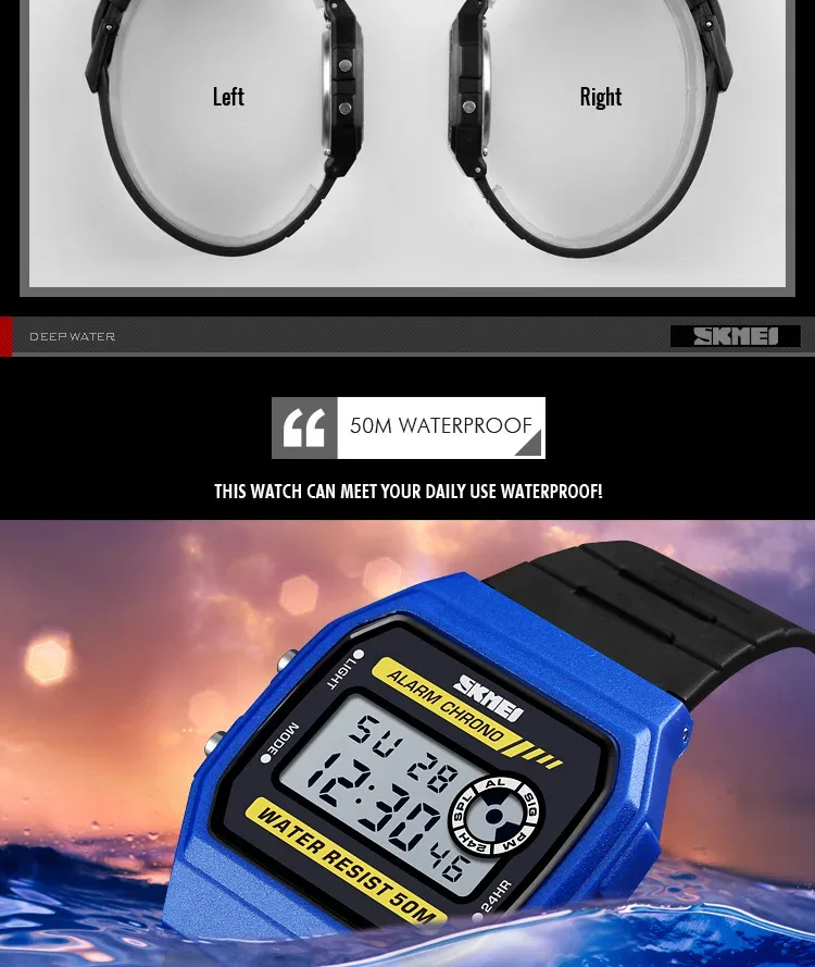 SKMEI Digital Simple Girls Watches Waterproof PU Strap Alarm Clock Women Fashion Sport Watch Wristwatch Alarm Relogio Feminino