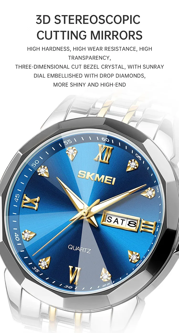 SKMEI Luxury Full Steel Watches Men Women Casual Time Date Quartz Wristwatch For Male Female Ladies Waterproof reloj hombre