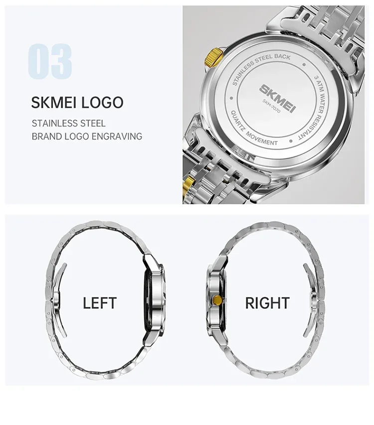 SKMEI Luxury Full Steel Watches Men Women Casual Time Date Quartz Wristwatch For Male Female Ladies Waterproof reloj hombre