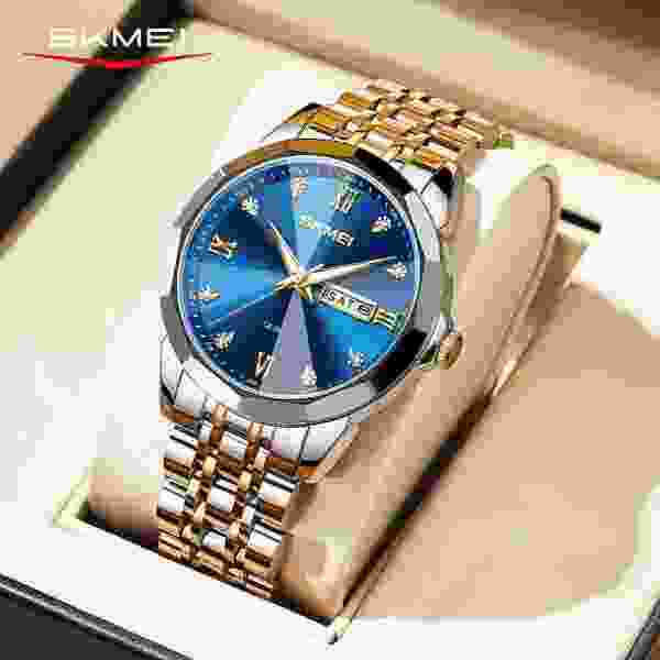 Skmei Couple's Watch Set with Date Function and Stainless Steel Band (SKM-7070)